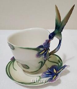 FRANZ Porcelain Long Tail Hummingbird Design Cup & Saucer FZ00129 never used