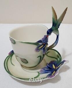 FRANZ Porcelain Long Tail Hummingbird Design Cup & Saucer FZ00129 never used