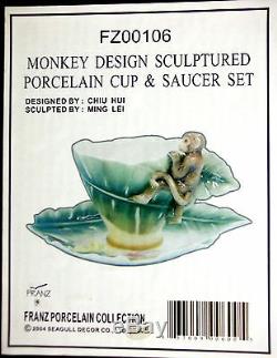 FRANZ Porcelain Monkey Design Cup & Saucer Set New FZ00106