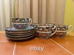 Famille Rose Antique/Vintage Porcelain China Cup & Saucer Set (Multicolor 5pcs)