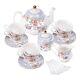 Fanquare Purple Flowers Porcelain Tea Set Tea Cup And Saucer Set Wedding Tea