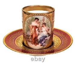 Fine Royal Vienna Hand Painted Gilt Porcelain Cabinet Cup & Saucer