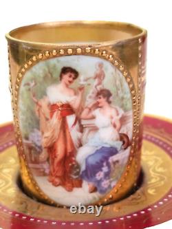 Fine Royal Vienna Hand Painted Gilt Porcelain Cabinet Cup & Saucer