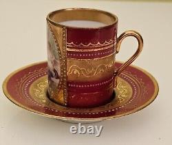 Fine Royal Vienna Hand Painted Gilt Porcelain Cabinet Cup & Saucer