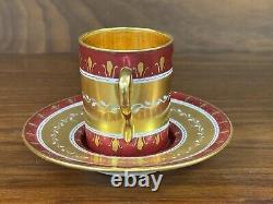 Fine Royal Vienna Style Hand Painted Gilt Porcelain Cabinet Cup & Saucer, Signed