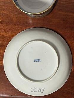 Four Antique Chinese Export Canton Blue & White Porcelain Cup & Saucer