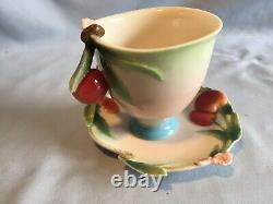 Franz Cherry Design Porcelain Cup/Saucer Set FZ00181 2003 NIB withmatching spoon