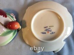 Franz Cherry Design Porcelain Cup/Saucer Set FZ00181 2003 NIB withmatching spoon