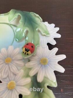 Franz Hand-Painted Porcelain Ladybug Cup and Saucer NO Spoon Set of 3