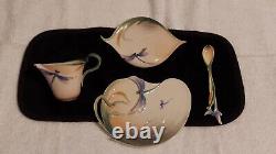 Franz Porcelain Dragonfly Cup, Saucer, Tray & Spoon Tea Set FZ00212 NIB Mint