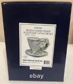 Franz Porcelain Freesia Flower Design Teacup Saucer Set Tea Cup FZ00460 New
