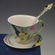 Franz Porcelain Goldfinch And Thistle Friends Of Feathers Cup Saucer Spoon Mib