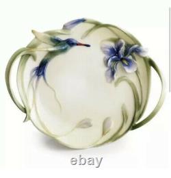 Franz Porcelain Hummingbird & Iris 8 Pc Tea Cups Saucers Spoons & Plates Set
