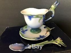 Franz Porcelain Iris Cup, Saucer & Spoon Set Hummingbird