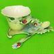 Franz Porcelain Ladybug Floral Design Cup Saucer & Spoon Set Of 3 Displayed Only