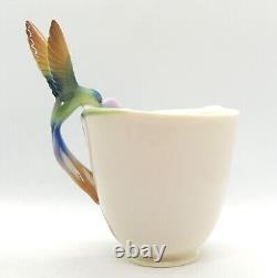 Franz Porcelain Long Tail Hummingbird Cup Saucer Spoon Set