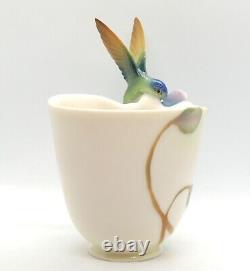 Franz Porcelain Long Tail Hummingbird Cup Saucer Spoon Set