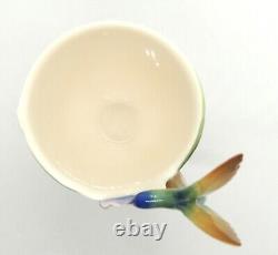 Franz Porcelain Long Tail Hummingbird Cup Saucer Spoon Set