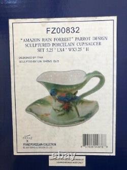 Franz Porcelain Parrot Amazon Rain Forest Cup Saucer Set FZ00832 New