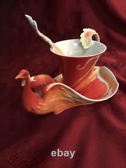 Franz Porcelain Phoenix in Flight Tea Cup Saucer & Spoon 3 pc Set