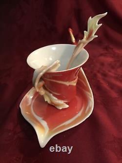Franz Porcelain Phoenix in Flight Tea Cup Saucer & Spoon 3 pc Set