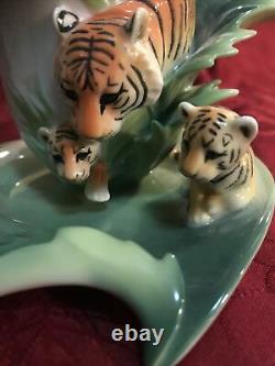 Franz Porcelain Tiger Cup & Saucer set Mother & Cubs