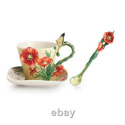 Franz Porcelain Van Gogh Poppy Cup/Mug Saucer Spoon Set