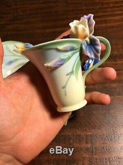 Franz Question Mark Butterfly Design Sculptured Porcelain Cup & Saucer FZ01671