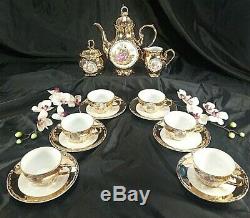 French Coffee Tea Set Porcelain Cup Saucer Fragonard Gilded Dinnerware Bavaria