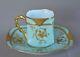 French Rare Collectible Porcelain Cup & Saucer Gold Enamel Chimera Etienne Son