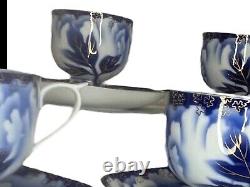 Fukagawa Porcelain Tea Cup And Saucer Set Of 5 Magnetic Peony Mint Rare