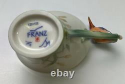 Fz01182 Franz Kingfisher Sculptured Porcelain Cup / Saucer