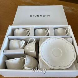 GIVENCHY Coffee Cup & Saucer Set of 7 With Box White Porcelain Pre-owned Unused