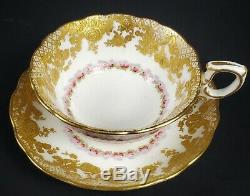 GORGEOUS Antique Hammersley Hand Painted Porcelain Roses Gold Tea Cup Saucer