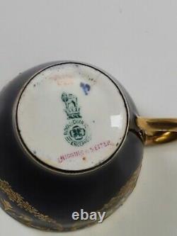 GORGEOUS Antique Royal Doulton Cobalt Blue and Gold Porcelain Cup & Saucer A