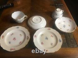 Georgeous 6 piece meissen porcelain cup, saucer and cake plate set