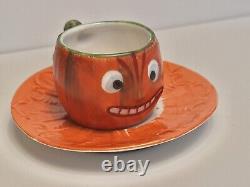 German Halloween Jack O'Lantern Pumpkin Porcelain Mini Tea Cup & Saucer RARE Old