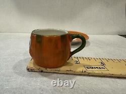 German Halloween Jack O'Lantern Pumpkin Porcelain Mini Tea Cup & Saucer RARE Old