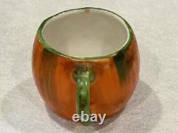 German Halloween Jack O'Lantern Pumpkin Porcelain Mini Tea Cup & Saucer RARE Old