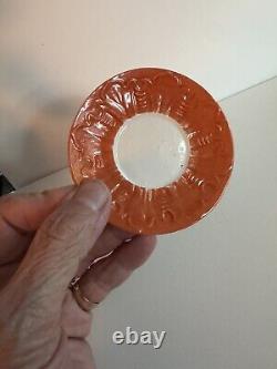 German Halloween Jack O'Lantern Pumpkin Porcelain Mini Tea Cup & Saucer RARE Old