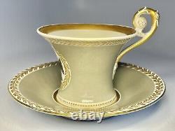 German KPM Tettau Porcelain 1914 Iron Cross Crest Three Tea Cups & Saucers