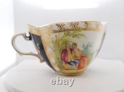 German Porcelain Floral Dresden Lobed Form Tea Cup & Saucer