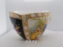 German Porcelain Floral Dresden Lobed Form Tea Cup & Saucer