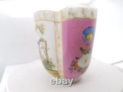 German Porcelain Floral Pink Lobed Form Cabinet Tea Cup & Saucer