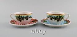 Gianni Versace for Rosenthal. Two Ivy Leaves cups with saucers. Late 20th C