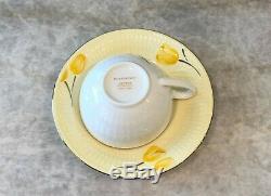 Givenchy Porcelain Morning Yellow Tulip Gold Rim Teacup & Saucer Set of 5 NEW