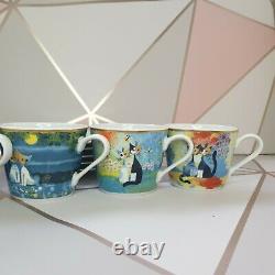 Goebel Rosina Wachtmeister cats porcelain tea coffee set for 5 Cups and saucers