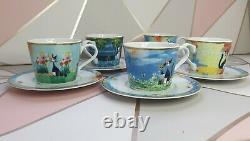 Goebel Rosina Wachtmeister cats porcelain tea coffee set for 5 Cups and saucers