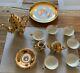 Gold Set Teapot Tea Cups Saucers(6) Plate Porcelain Bavaria Vtg Creamer/sugar
