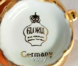 Gold Set Teapot Tea Cups Saucers(6) Plate Porcelain Bavaria Vtg Creamer/Sugar